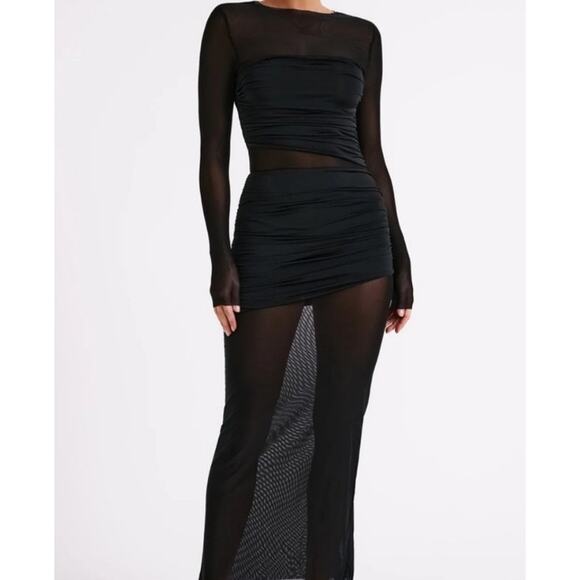 Meshki Dresses & Skirts - NEW Meshki $95 Kate Sheer Mesh and Nylon Black Maxi Dress Women's size Small